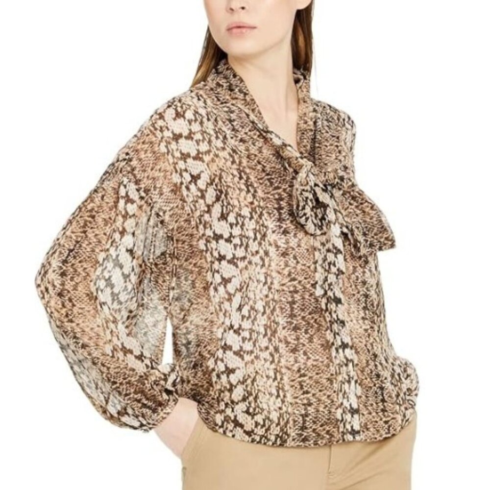 INC International Concepts Snakeskin Print Cynthia Blouse‎ - SZ S